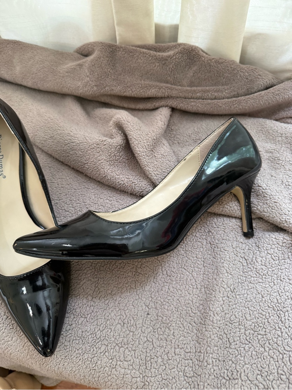 Pierre Dumas Black Patent Pointed-Toe Pumps
